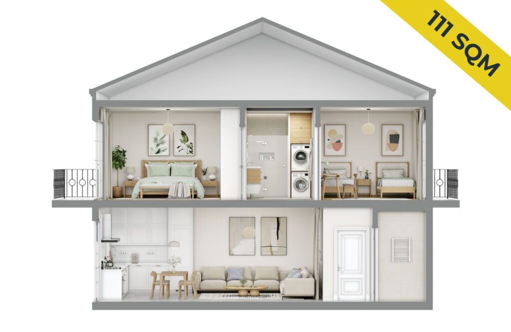 2 bedroom duplex dollhouse