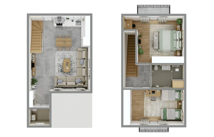2 bedroom duplex floor plan