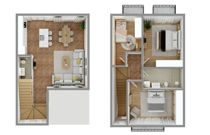 3 bedroom triplex floor plan